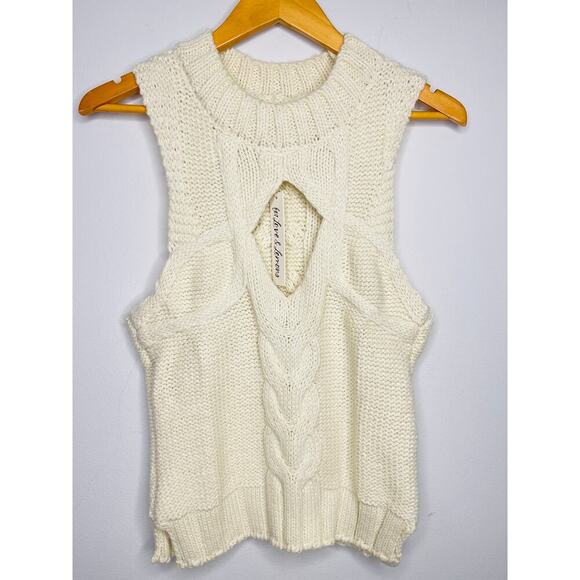 For Love & Lemons womens Keke Cable Knit Tank size 1X New Cream - Picture 5 of 10